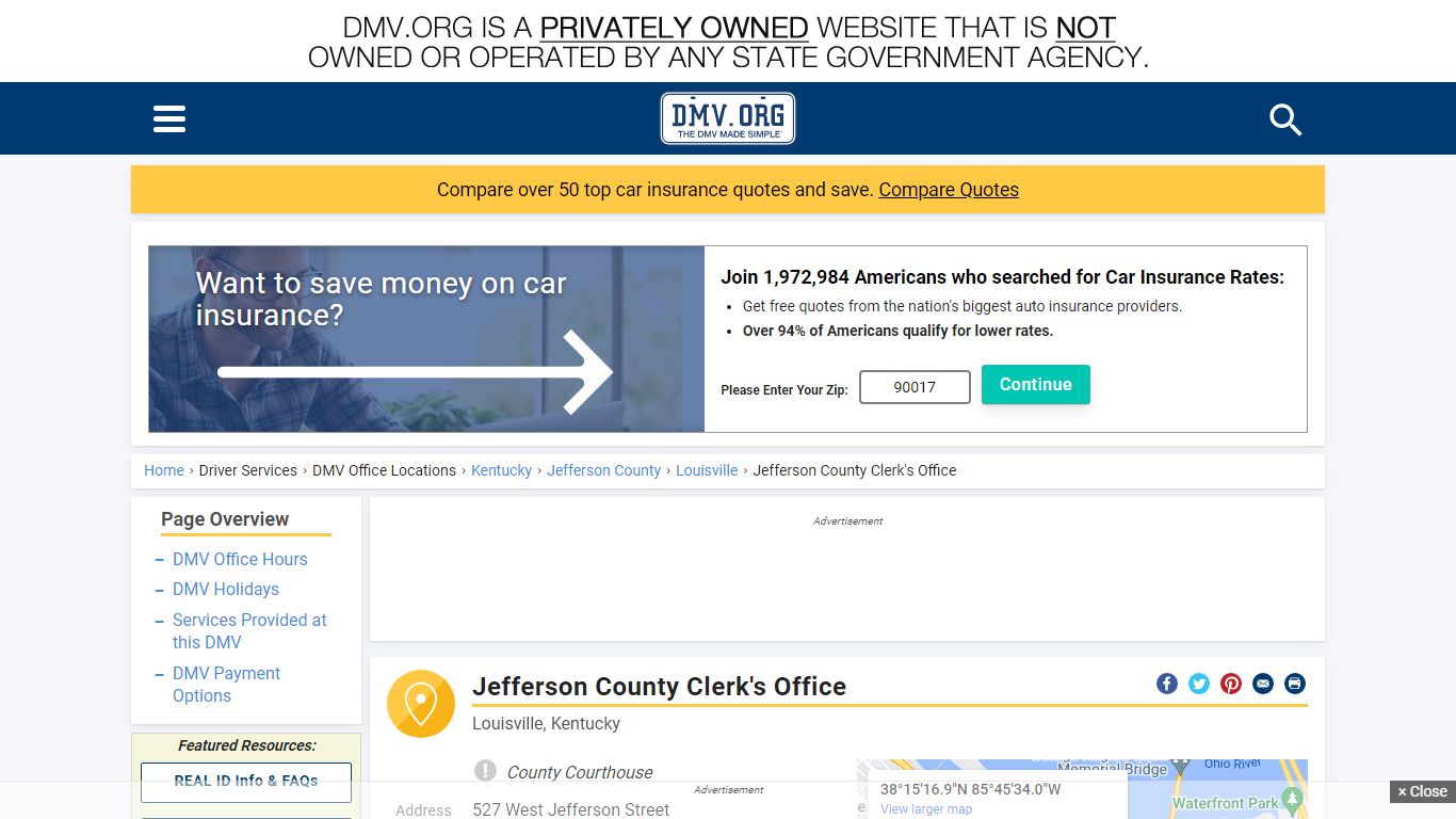 Jefferson County Clerk's Office of Louisville, Kentucky - DMV.ORG